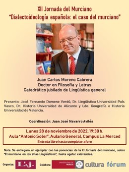 Cartel anunciador de la conferencia del catedrático Juan Carlos Moreno Cabrera