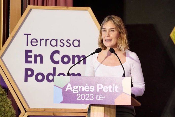 La líder de los comuns en el Parlament, Jéssica Albiach, este domingo en Terrassa (Barcelona)