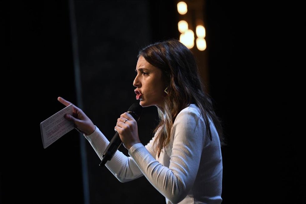 La ministra de Igualdad, Irene Montero, interviene en el acto 'Con todas, por todas, a 26 de noviembre de 2022, en Madrid (España).