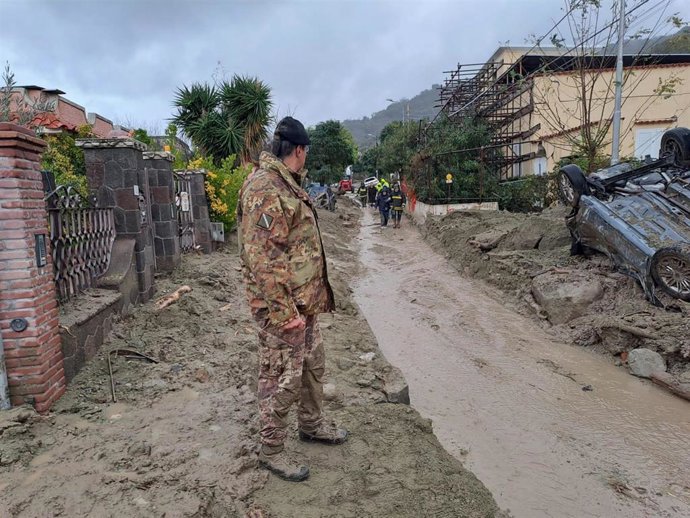 Estragos causados por el temporal en Casamicciola, en la isla de Isquia, Italia
