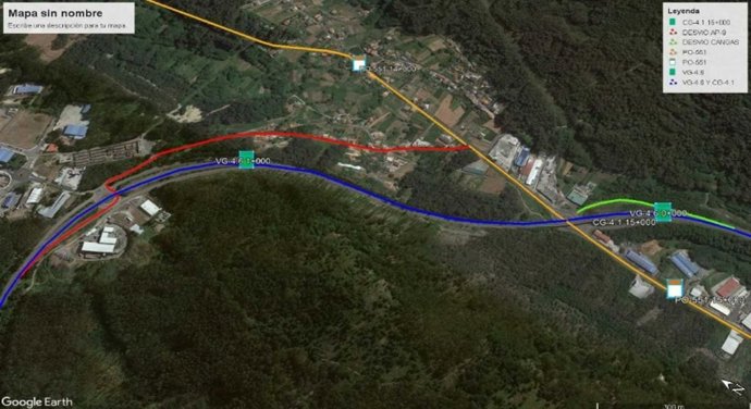 Mapa del desvio establecido