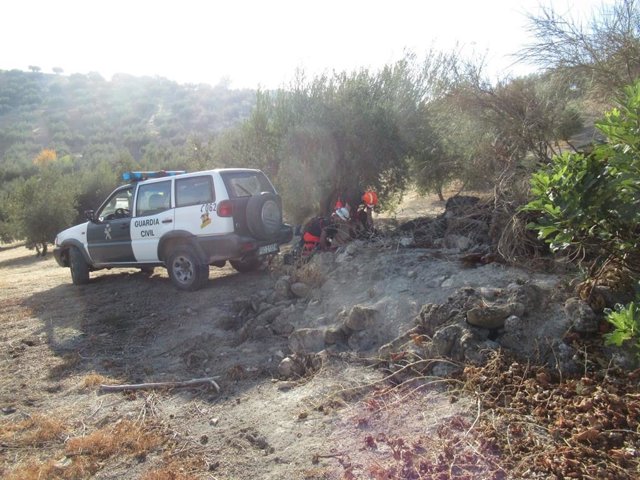 Trabajando en el pozo para el rescate del animal
