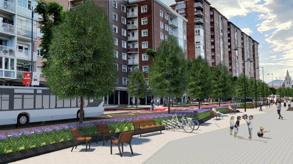 Infografía de la Avenida Lehendakari Aguirre renovada.