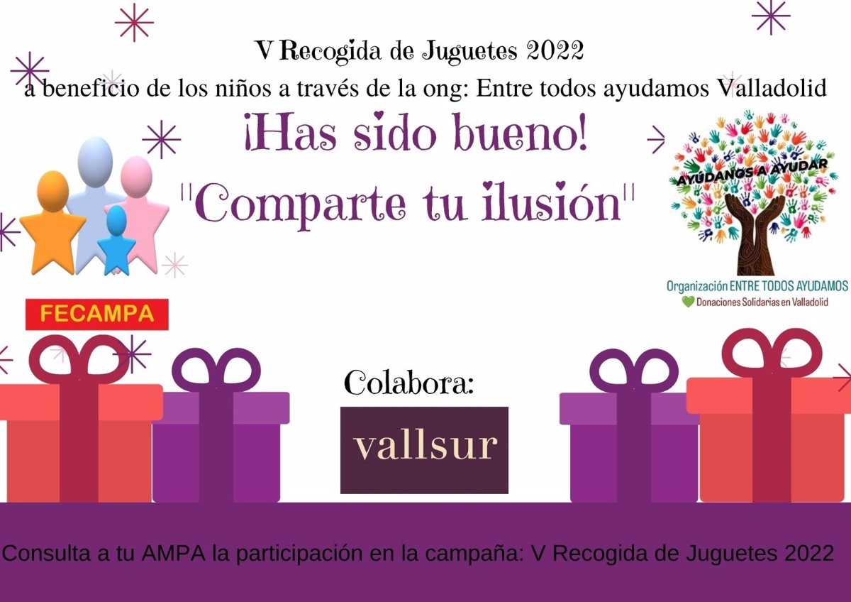 Guijarro sábado crisantemo Fecampa organiza la V Recogida Solidaria de Juguetes a beneficio de la ONG  'Entre todos ayudamos. Valladolid'