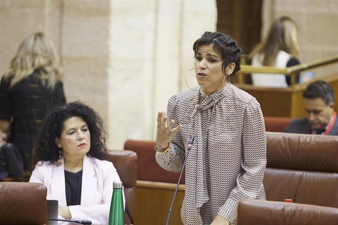 La portavoz del Grupo Mixto-AdelanteAndalucía, Teresa Rodríguez, en una foto de archivo en el Pleno del Parlamento andaluz.