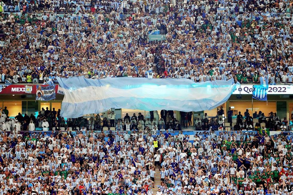 Aficionados argentino en el Mundial de Catar. 