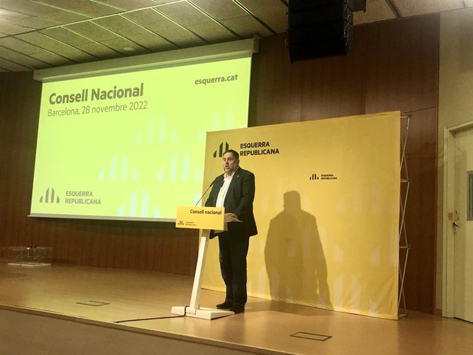 El president d'ERC, Oriol Junqueras, intervé davant el Consell Nacional d'ERC.