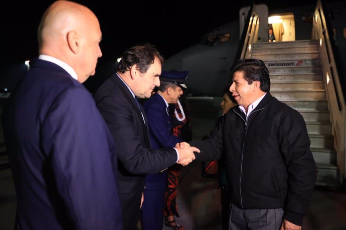 El presidente de Perú, Pedro Castillo, a su llegada a Chile