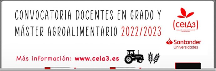 Cartel de la convocatoria de ayudas Docentes en Grado y Máster Agroalimentario 2022/2023.