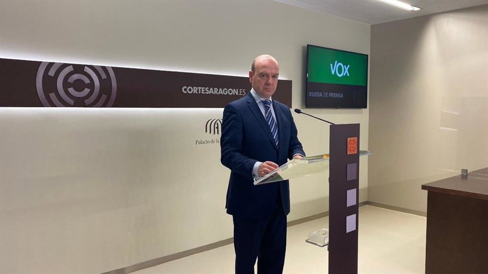 El portavoz de VOX en las Cortes de Aragón, Santiago Morón.
