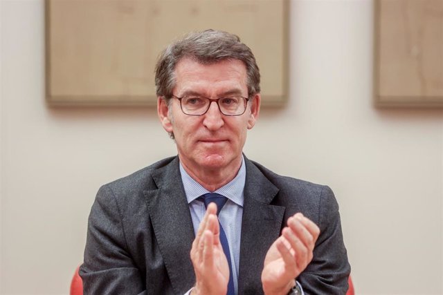 El líder del Partido Popular, Alberto Núñez Feijóo, en la II Mesa de debate sobre Los Valores Constitucionales en la España del Siglo XXI en el Congreso de los Diputados, a 28 de noviembre de 2022, en Madrid (España).