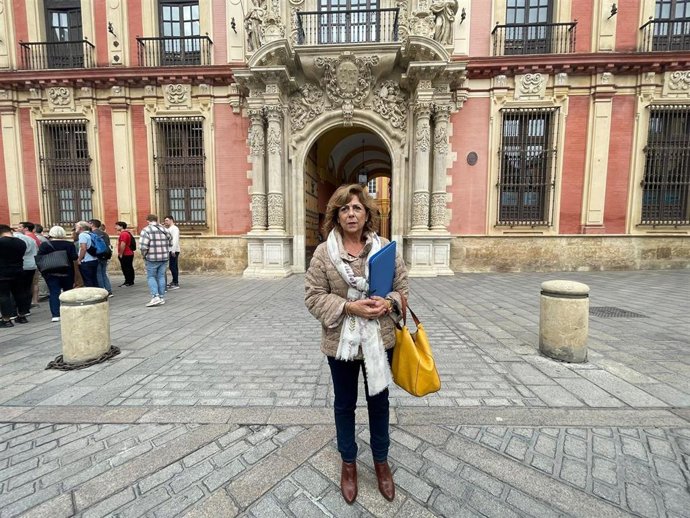 María Luisa Moya ante el Palacio Arzobispal