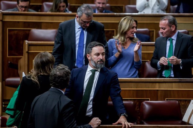 El líder de Vox, Santiago Abascal, en una sesión plenaria en el Congreso de los Diputados, a 29 de noviembre de 2022, en Madrid (España). 