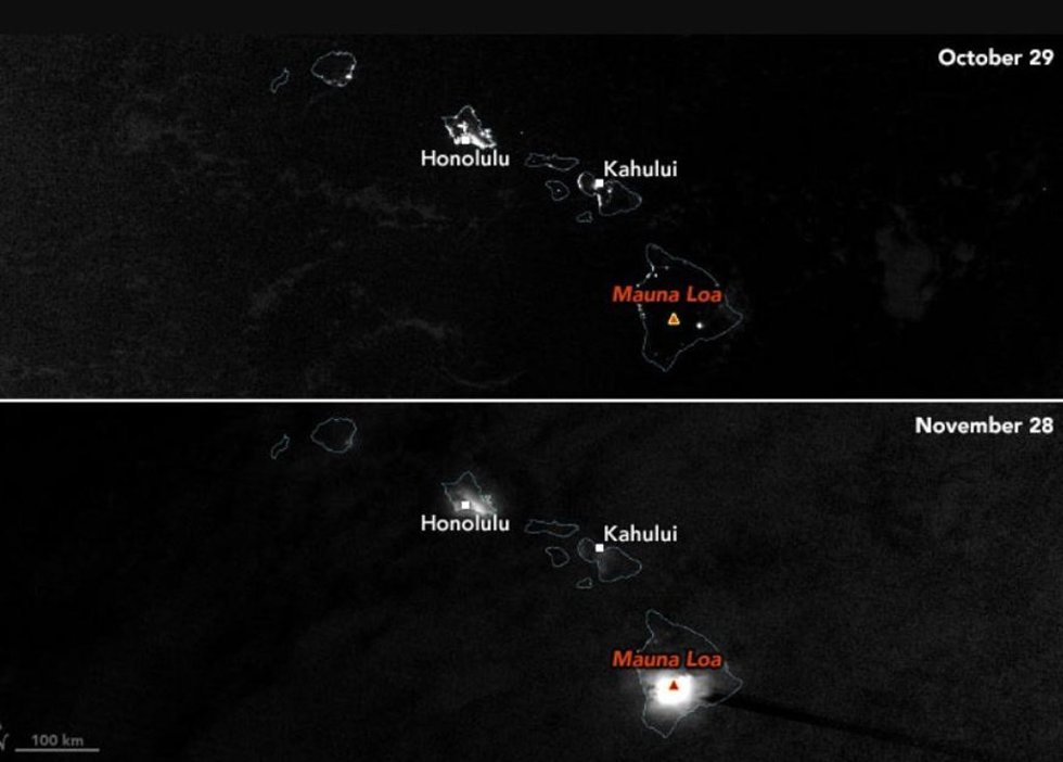Hawai antes y después de la erupción del Mauna Loa