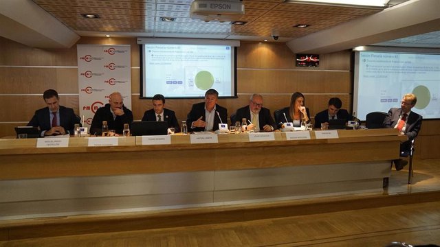 Asamblea Abierta de la Plataforma Multisectorial contra la Morosidad (PMcM), este miércoles, 30 de noviembre de 2022, en la sede del Parlamento Europeo, en Madrid.