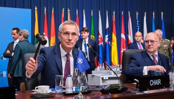 Jens Stoltenberg, secretario general de la OTAN, en la apertura de una reunión de ministros de Exteriores