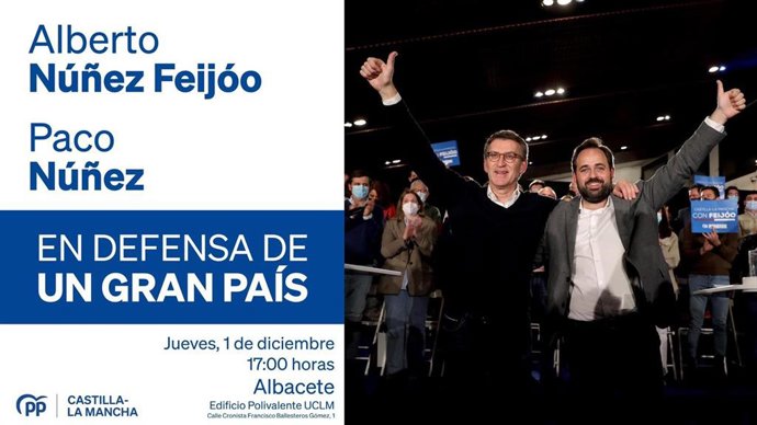 El presidente del Partido Popular, Alberto Núñez Feijóo, junto a Paco Núñez en Albacete