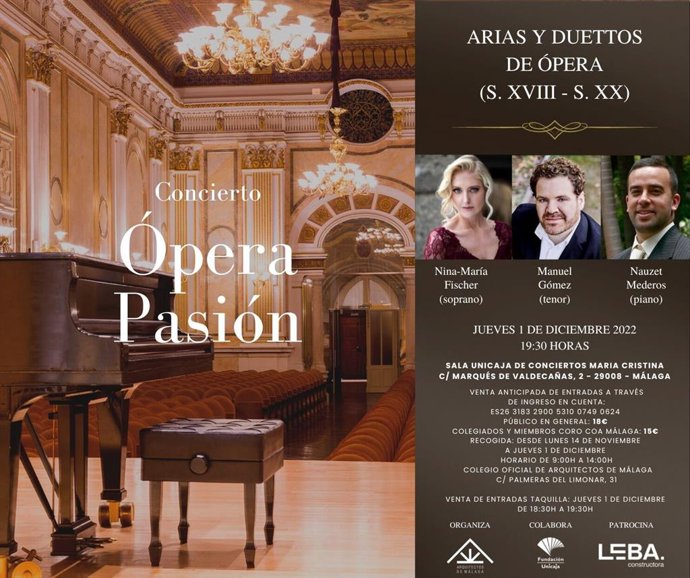 La soprano Nina-Maria Fischer y el tenor Manuel Gómez actúan este jueves en la Sala Unicaja de Conciertos María Cristina.