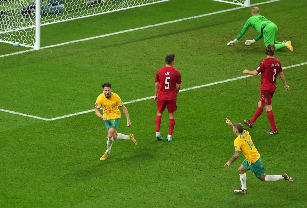 Australia defeated Denmark and advanced to the round of sixteen