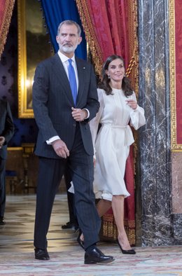 El Rey Felipe VI y la Reina Letizia en la recepción del presidente y la primera dama de la República del Paraguay, antes de un almuerzo, en el Palacio de la Zarzuela, a 3 de noviembre de 2022, en Madrid (España). Antes del almuerzo, el presidente de la 