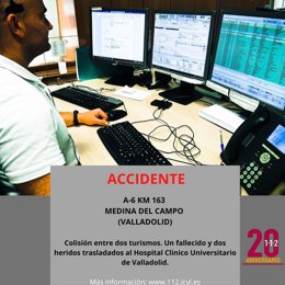 Gráfico elaborado por el 112 con datos del accidente mortal en la A-6 en Medina del Campo (Valladolid)