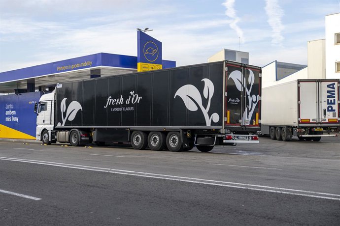 Varios camiones en las inmediaciones de Mercabarna