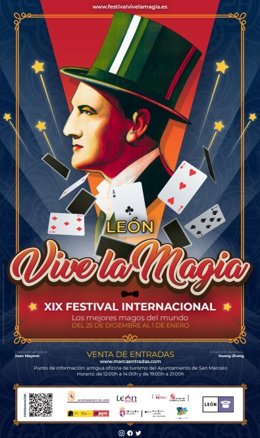 Cartel de la celebración del Festival Internacional 'Vive la magia' de León.