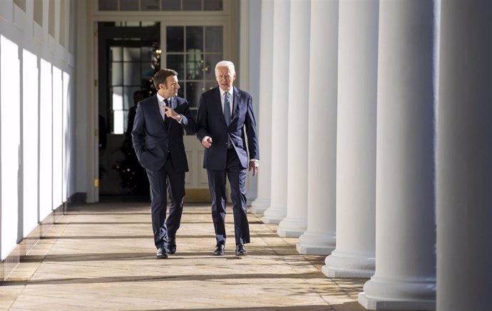 El presidente de Estados Unidos, Joe Biden, y su homólogo francés, Emmanuel Macron