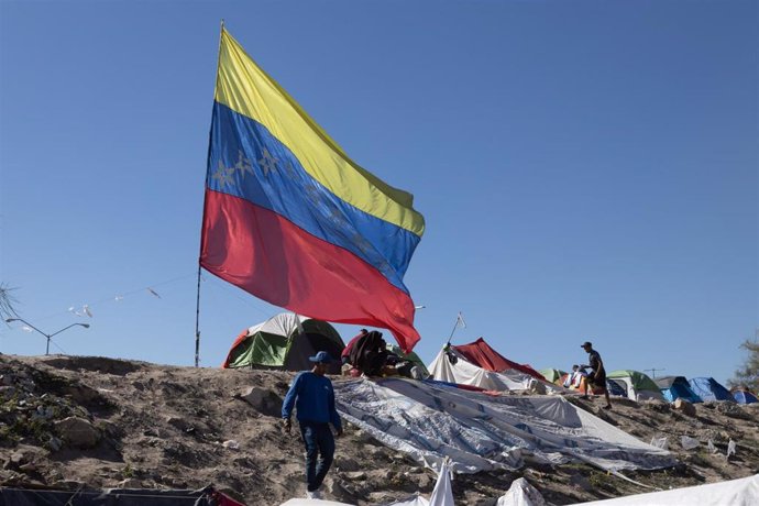 Migrantes venezolanos en Ciudad Juárez, México