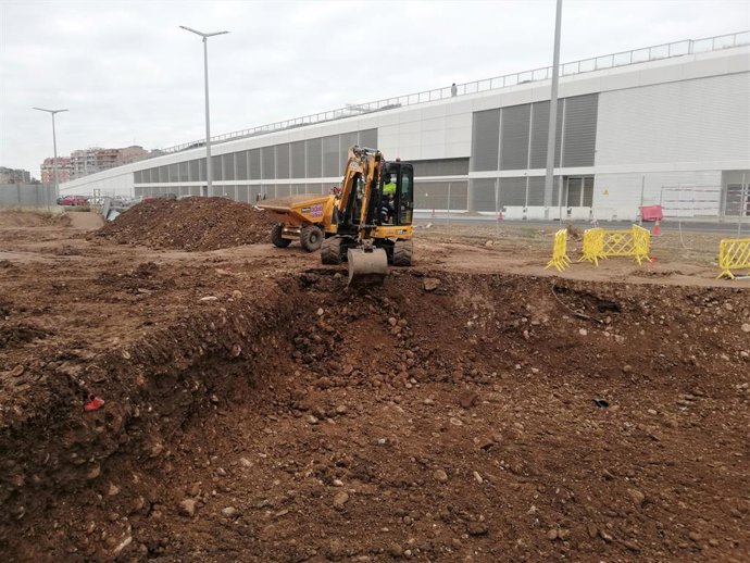 Obras del soterramiento de la subestación eléctrica de Cascajos en diciembre de 2022