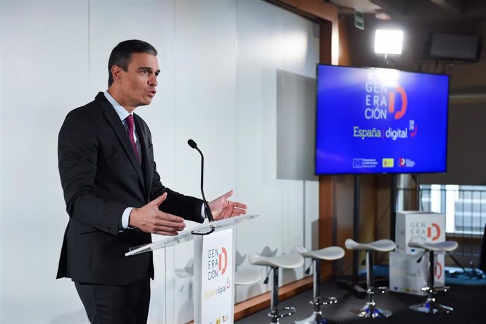 El presidente del Gobierno, Pedro Sánchez, interviene en la inauguración del acto de presentación del Pacto por la 'Generación Digital', en el Colegio Oficial de Arquitectos de Madrid, a 30 de noviembre de 2022, en Madrid (Foto de archivo).