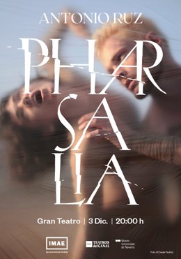 Cartel de Pharsalia, una coreografía creada como canto antibelicista por el bailarín Antonio Ruiz.