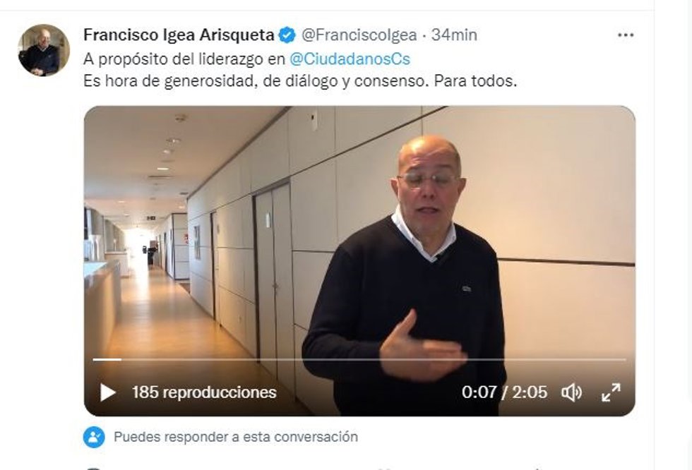 Captura del vídeo colgado por Francisco Igea.