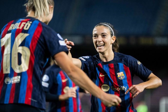 Aitana Bonmati of FC Barcelona celebrates a goal during UEFA Women Champions League, football match played between FC Barcelona and Bayern Munich at Spotify Camp Nou on November 24, 2022 in Barcelona, Spain.