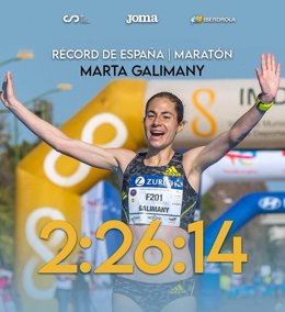 Marta Galimany rompe el récord de España de maratón en Valencia