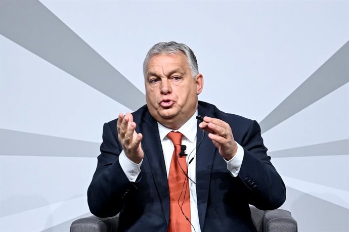 Archivo - 11 October 2022, Berlin: Hungary's Prime Minister Viktor Orban speaks at the publishers' talk of the magazine Cicero and the Berliner Zeitung on the topic "Storm over Europe - the Ukraine war, the energy crisis and geopolitical challenges". Ph
