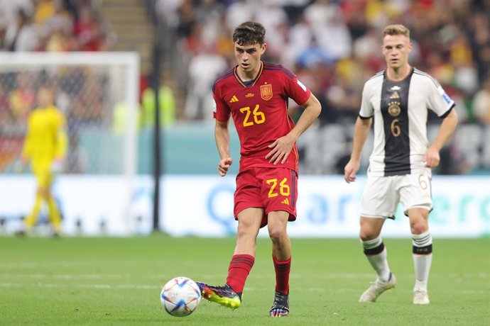 Pedri of Spain during the FIFA World Cup 2022, Group E football match between Spain and Germany on November 27, 2022 at Al Bayt Stadium in Al Khor, Qatar - Photo Sebastian El-Saqqa / firo sportphoto / DPPI