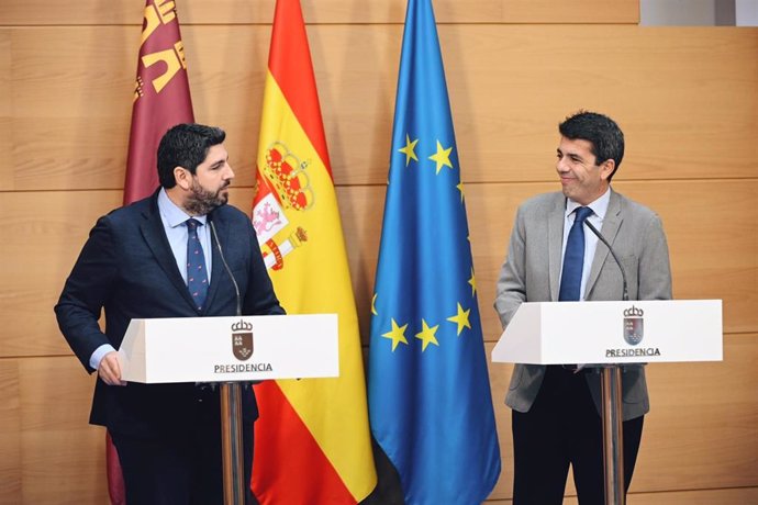 López Miras y Mazón, en la rueda de prensa