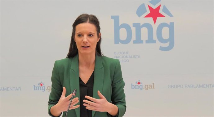 A viceportavoz do BNG no Parlamento de Galicia, Olalla Rodil, nunha rolda de prensa.