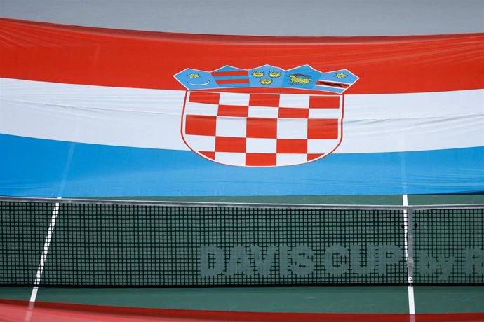 Archivo - General view of the Croatian flag during the Davis Cup Finals 2021, Semifinal 1, tennis match played between Croatia and Serbia at Madrid Arena pabilion on December 03, 2021, in Madrid, Spain.