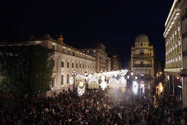 Iluminación navideña en la avenida de la Constitución