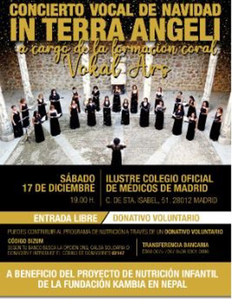 Cartel del Concierto Vocal de Navidad 'In Terra Angeli'.