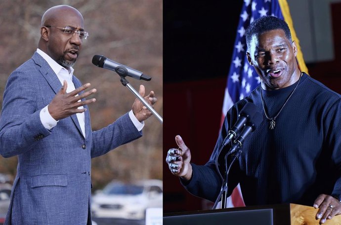 Raphael Warnock y Herschel Walker, candidatos al Senado por Georgia, EEUU
