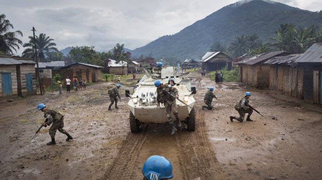Archivo - Cascos azules operando en República Democrática del Congo