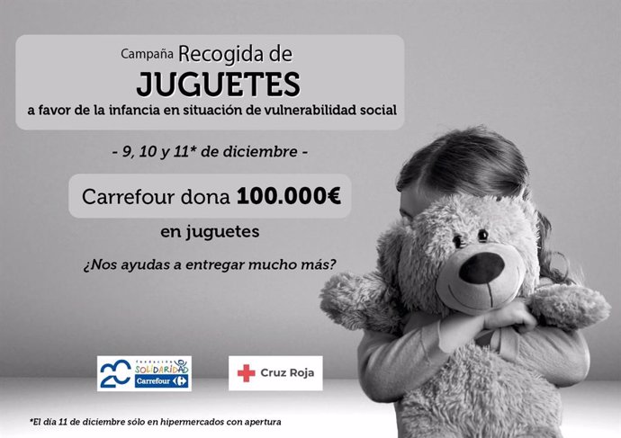 Carrefour arranca su 'Campaña Solidaria de Recogida de Juguetes' con una donación de 100.000 euros a favor de Cruz Roja