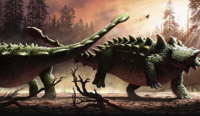 Combate entre dos anquilosaurios