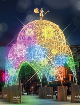 Templo de luz que se podrá disfrutar en la Plaza de San Francisco de Sevilla desde este jueves 8 de diciembre y hasta el 6 de enero.