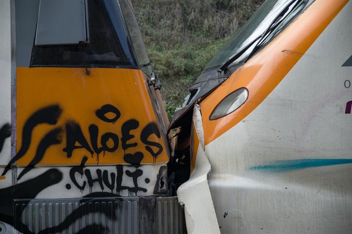Imatge del xoc de dos trens a l'estació de Montcada i Reixac de Manresa