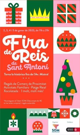 Cartell informatiu de la Fira de Reis del barri de Sant Antoni de Barcelona