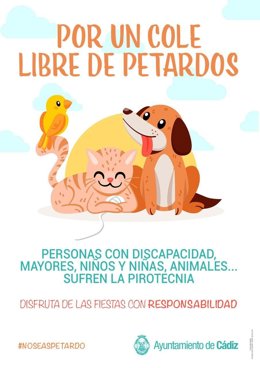 Cartel de la campaña del Ayuntamiento de Cádiz contra el uso de los petardos